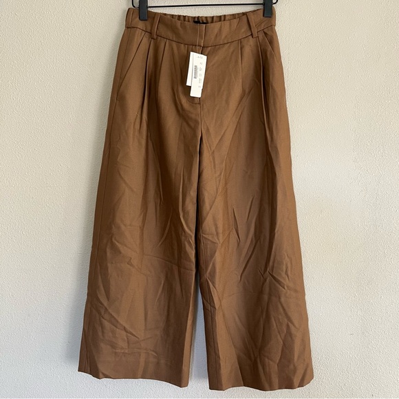 J Crew Sz OP Brown Wide Leg Culottes Cropped Wool Pants - Picture 1 of 7